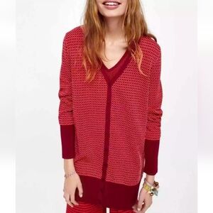 Zara Longline Geometric Pattern Cardigan Sweater